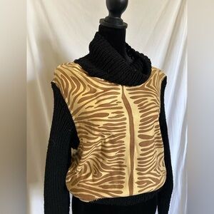 Black and Brown Zebra Print Women's Sweater